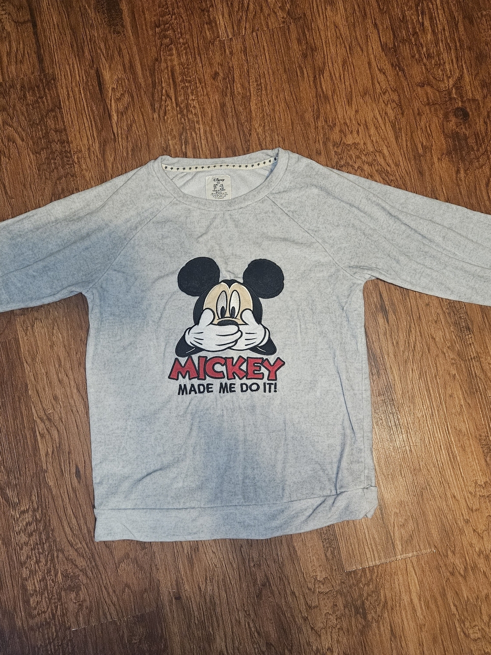Disney Mickey Mouse Gray Sweatshirt - 'Mickey Made Me Do It!'